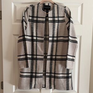 NWOT Rachel Zoe Plaid Open Front Coat in Wool Blend | Size XS